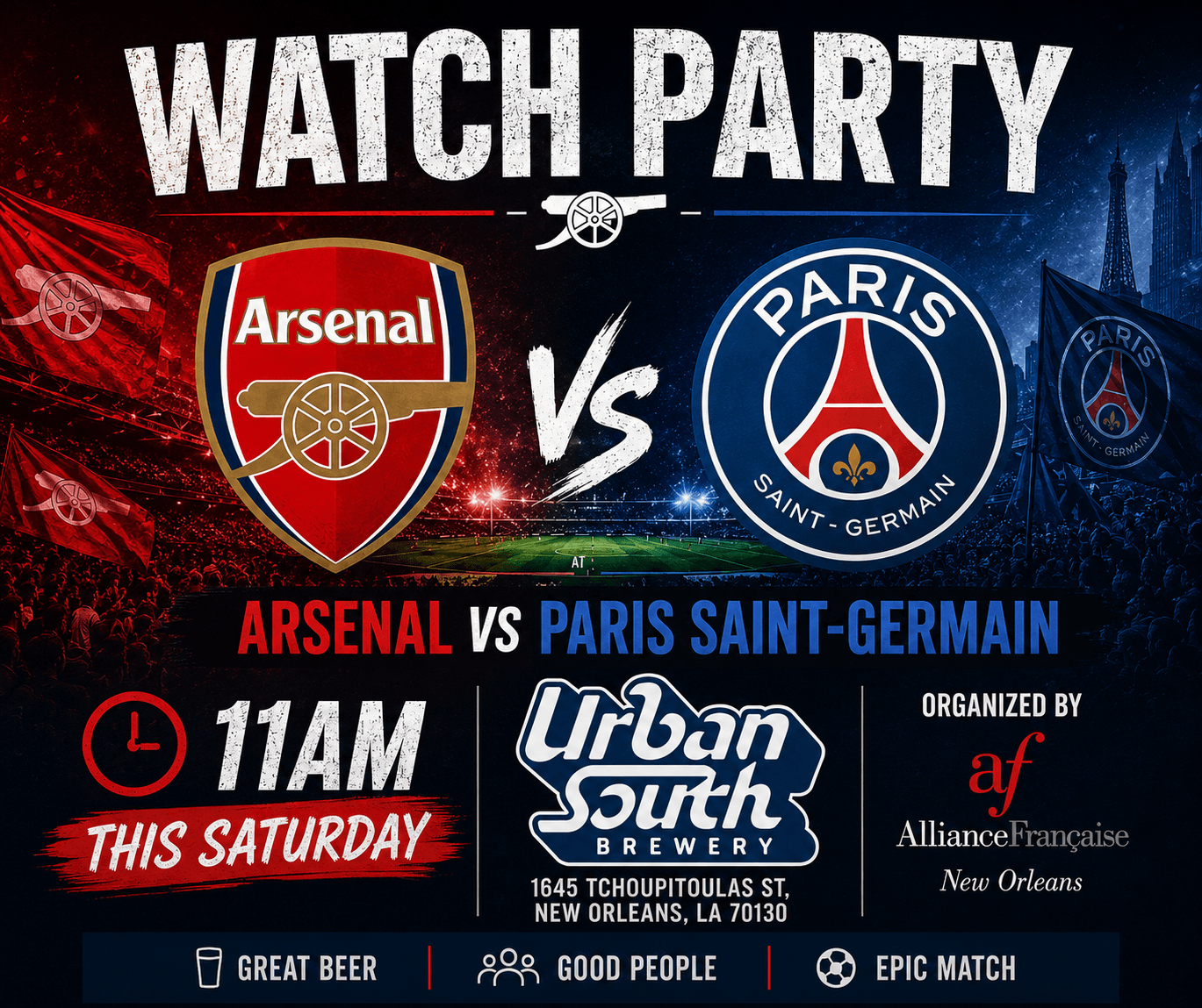 Watch Party Arsenal VS Paris Saint-Germain